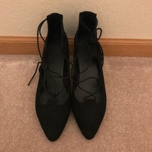 Black lace up flats